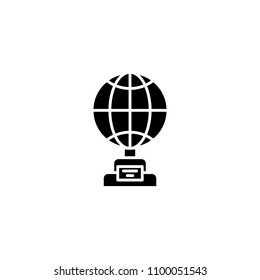 Globe cup black icon concept. Globe cup flat  vector symbol, sign, illustration.