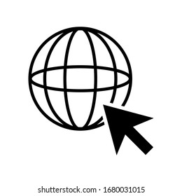 globe and cursor arrow; go to internet website icon isolated on white background. vector illustration 