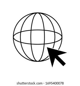 flecha de globo y cursor; vaya al icono del sitio web de Internet aislado en fondo blanco. ilustración vectorial