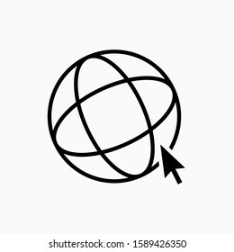 Globe & Cursor Icon. Internet Access Vector, Sign and Symbol for Design, Presentation, Website or Apps Elements.