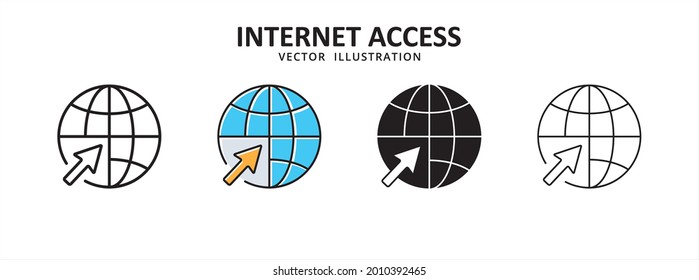 globe and cursor point icon vector illustration simple flat design. symbol of website internet network