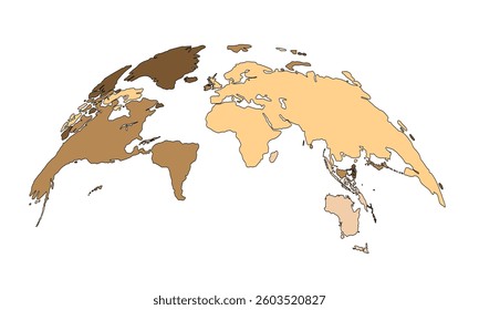 Globe Curved World Map - Vector Illustration.
