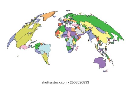 Globe Curved World Map - Vector Illustration.