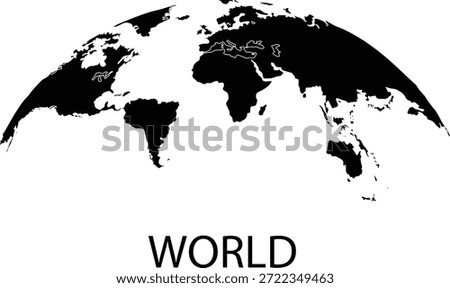Globe Curved World Map - Vector Illustration on white background