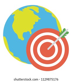 
Globe and a dart board with arrow representing location based marketing
