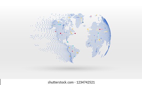 globe data network dot elements abstract vector background