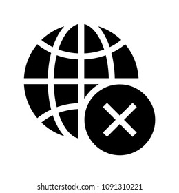 globe delete vector glyphs icon