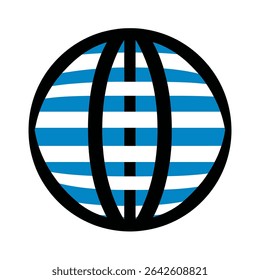 O globo representa linhas azuis horizontais na ilustração de fundo branco