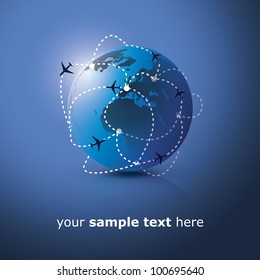 Globe design with airplane