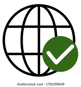 
globe design and check marks. web browser icon. wed design icons.