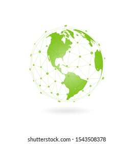 globe design concept map connection of the american continent