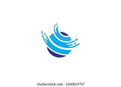 Logo de diseño de globo con variación de salpicadura de agua en diseño de color azul