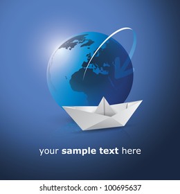 Globe design with paper boat