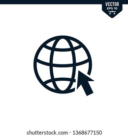 Globe design related to website icon, glyph style, solid color vector