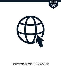 Globe design related to website icon, glyph style, solid color vector