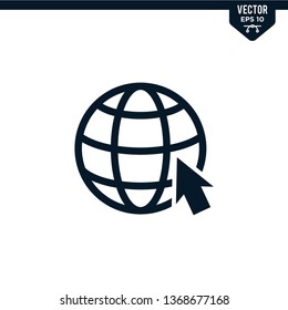 Globe design related to website icon, glyph style, solid color vector