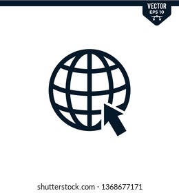 Globe design related to website icon, glyph style, solid color vector
