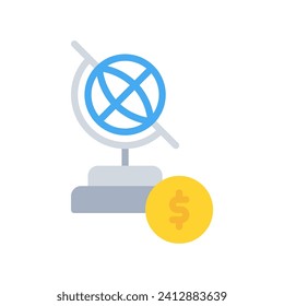globe desk icon or logo illustration style. Icons ecommerce.