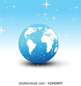 Globe and detail map of the world on Christmas-mood