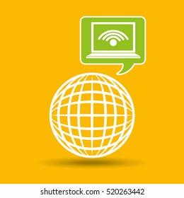 globe development technology laptop wifi vector illustration eps 10