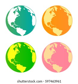 Globe in different colors, vector Illustration.