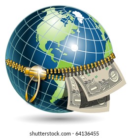 Globe with dollar