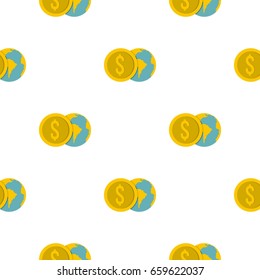 Globe and dollar coin pattern seamless flat style for web vector illustration