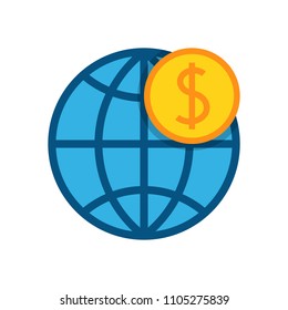 Globe with dollar icon