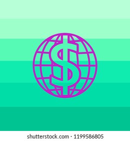 Globe with dollar icon in a flat design in black color. Vector illustration eps10