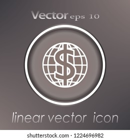 Globe with dollar icon in a flat design in black color. Vector illustration eps10
