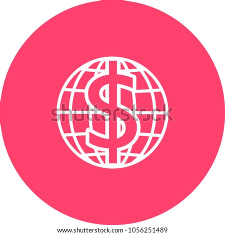 Globe with dollar icon in a flat design in black color. Vector illustration eps10
