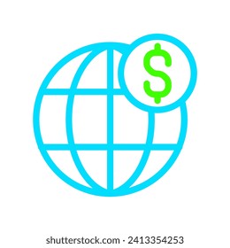 Globe Dollar Icon Vector Illustration