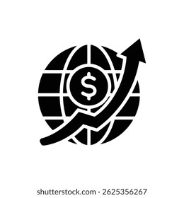 Globe with Dollar Sign and Upward Arrow - Global Financial Growth