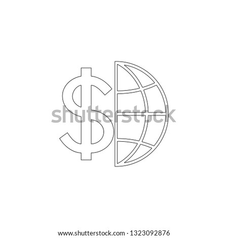 Globe with dollar. simple flat vector icon illustration. outline line symbol - editable stroke
