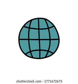 globe doodle icon, vector illustration