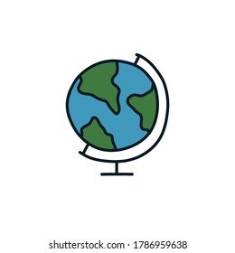 globe doodle icon, vector illustration