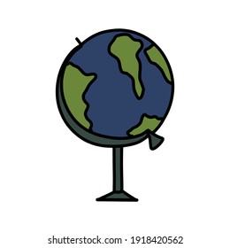 globe doodle icon, vector illustration