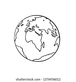 globe, doodle sketch on a white background, isolate
