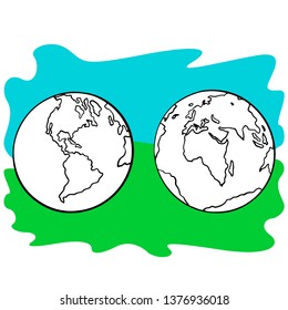 globe, doodle sketch on a white background, isolate