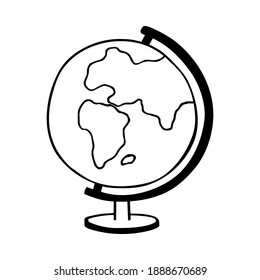 Globe. Doodle vector image. Isolated over white background.