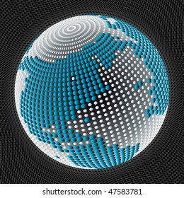 Globe with dots on mesh type background