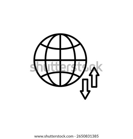 Globe With Up And Down Arrows Symbolizes Global Data Transfer Concept