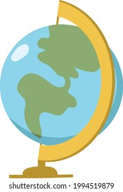 Globe Drawing in Cartoon Style. Planet Earth Map with countries adn continents. Editable Vector Illustration on white background.