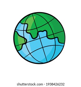 Globe in drawing style isolated vector. Hand drawn object illustration for your presentation, teaching materials or others.