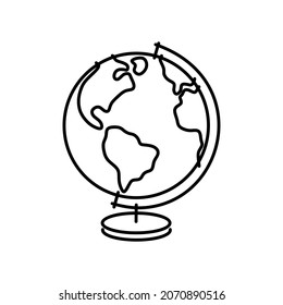 Globe dibujado con un contorno negro, ilustración vectorial aislada