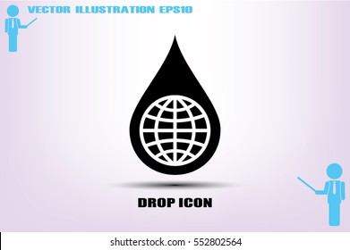 Globe, drop icon vector illustration eps10.