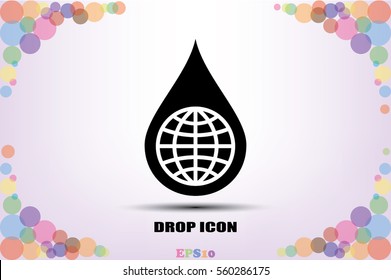 Globe, drop icon vector illustration 
