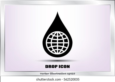 Globe, drop icon vector illustration.