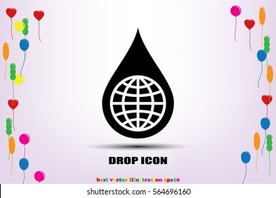 Globe, drop icon vector illustration eps10.