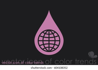 Globe, drop icon vector illustration.